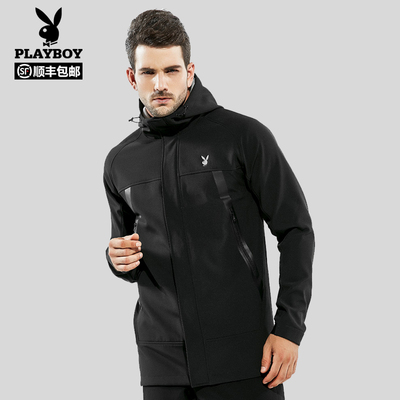 花花公子秋季新款男士休闲连帽修身夹克青年潮流运动外套男上衣