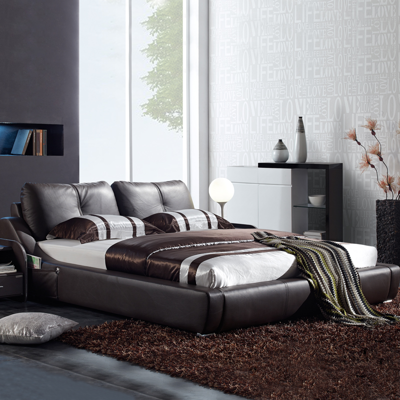 brand Leather bed Modern simplicity Leather bed 1.8 Double bed Nordic bed The first layer Yellow leather Leather Bedin the Residential furniture , Beds , Leather Bed category - from Buy2taobao.com to provide professional Taobao agent buy service