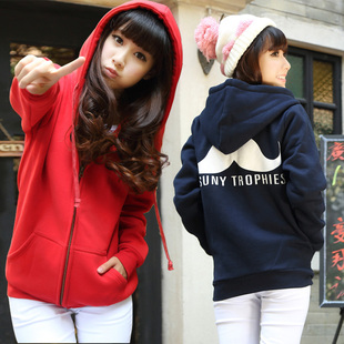 <em>加厚连帽</em>学生<em>卫衣女</em>抓绒<em>开衫</em>大码高中生外套春
