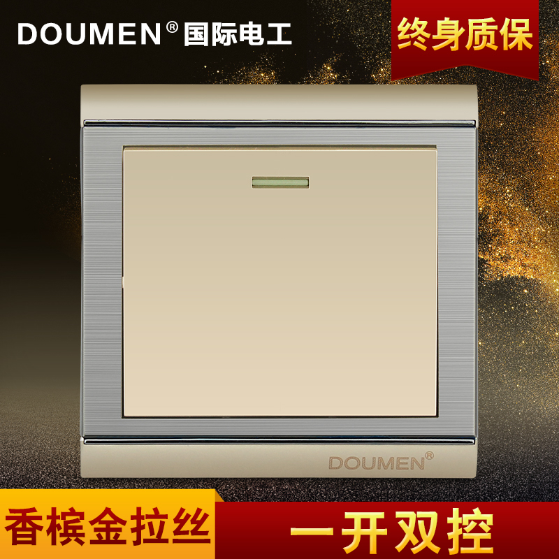 international electrician Double Double control 86 Wall Brushed stainless steel panel Steel frame switch socket champagnein the Electronic/Electrician , Switch , Dual control switch category - from Buy2taobao.com to provide professional Taobao agent buy service