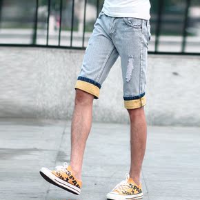 包邮拍下自动改价磨白韩版修身男士牛仔裤 