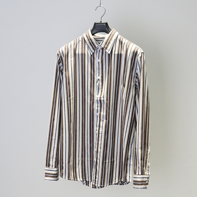 春装新款 男士条纹衬衣纯棉 英伦修身商务长袖衬衣 水洗休闲衬衫