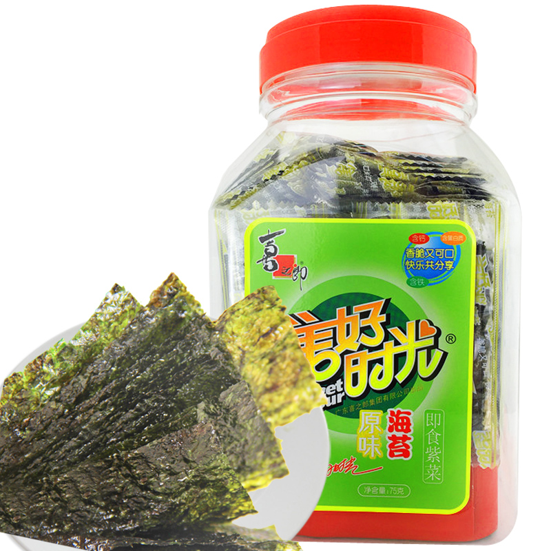 喜之郎 美好时光桶装 海苔75g 海苔制品 办公室休闲食品海苔|ruв категории закуски/орехи/специальность, Кальмары/вяленая рыба/морепродукты мгновенный, Нори серии - от Buy2taobao.com для оказания профессиональной услуги покупки агента Taobao