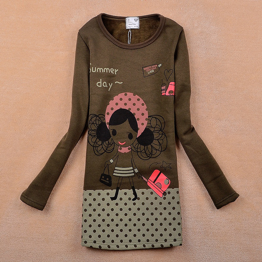 卡通中长款加绒保暖...