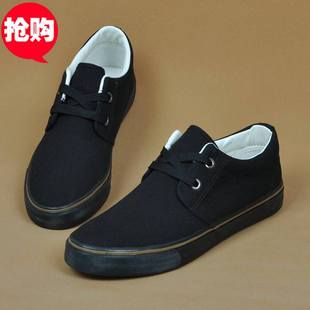  低帮帆布鞋男 布鞋男鞋休闲单鞋韩版英伦黑色系带鞋子男包邮