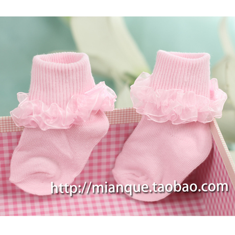 婴儿袜子 女宝宝袜子 0-1岁-2岁纯棉可爱花边中