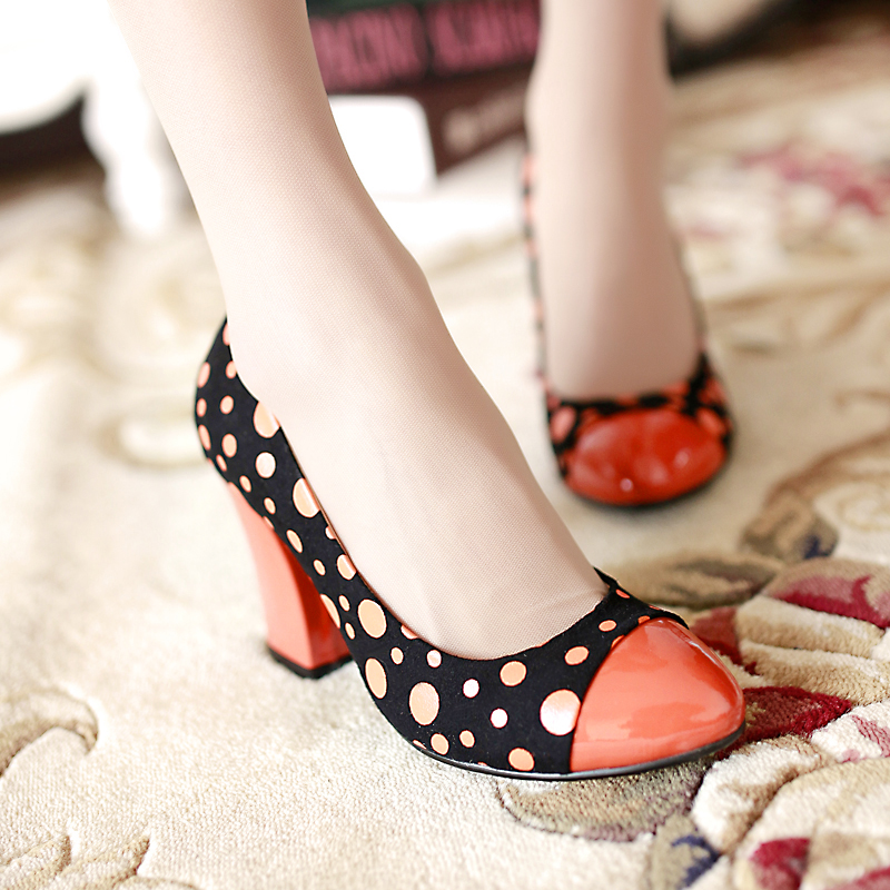 韩版拼色女单鞋优雅...