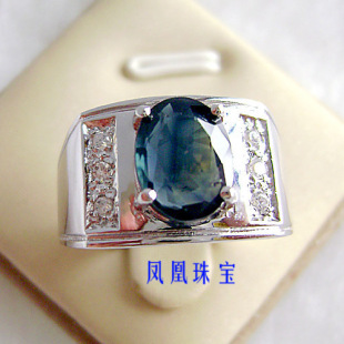  S925纯银天然蓝宝石戒指 正品 男女适用 可定做 1克拉宝石定做