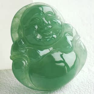  泰合珠宝纯天然A货翡翠佛公吊坠缅甸老坑冰糯种油清翡翠佛公挂件