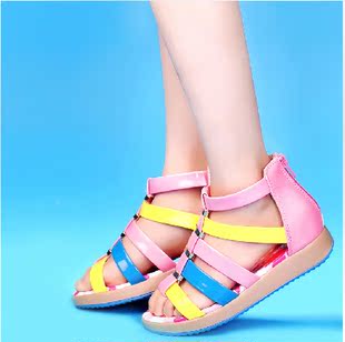  儿童凉鞋 夏季新款女童鞋 女童凉鞋 韩版彩虹条纹凉鞋