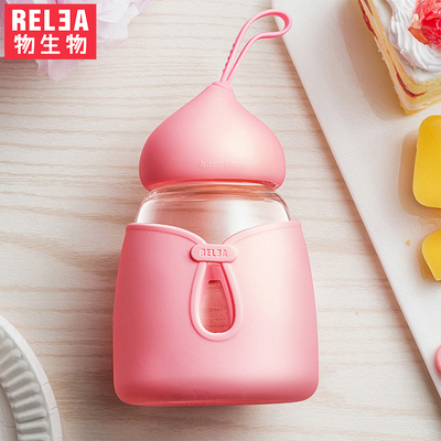 物生物便携玻璃杯女创意奶茶杯可爱透明猫爪网红学生小仙女水杯子