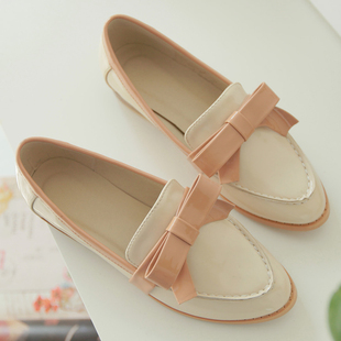  春夏新款女单鞋甜美通勤英伦漆皮尖头蝴蝶结玛丽珍平跟女鞋