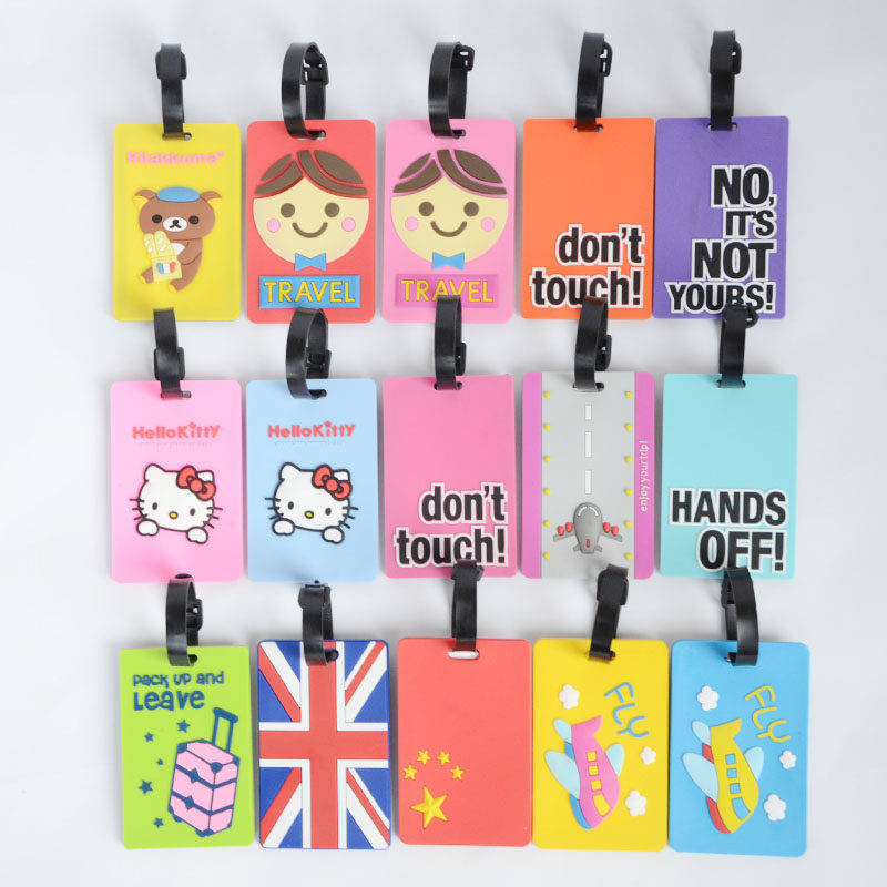 Beautiful cartoon of traveling out of the country of the checked baggage tag cards travel bags luggage tag