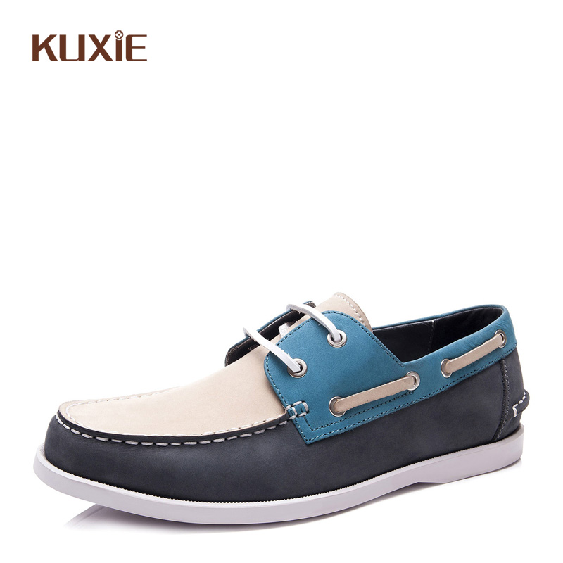 优质磨砂牛皮男鞋拼色...