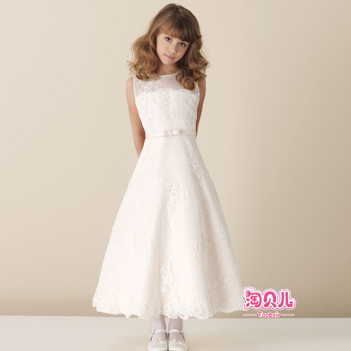 儿童婚纱<em>礼服</em> <em>少女</em>晚<em>礼服</em> 高档蕾丝长裙 优雅大
