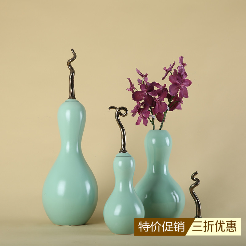 招财风水瓷葫芦 玄关摆件 现代家居客厅装饰品陶瓷罐 长藤葫芦瓶|msdalam kategori Aksesori rumah, hiasan - dari Buy2taobao.com untuk memberikan perkhidmatan ejen Taobao profesional membeli