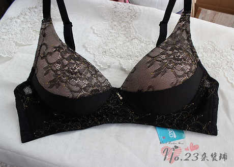 韩单黑色无钢圈健康<em>文胸</em> <em>预防乳腺增生</em>内衣 妈