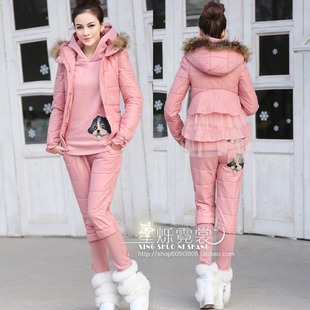  新年新衣 时尚休闲运动三件套装 连帽马甲+拼接抓绒加厚卫衣+裤子