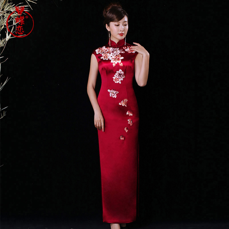 Dielian 2018 Choi Wan Chi Satin manual Embroidery marry cheongsam have more cash than can be accounted for Self cultivation Improvement Mom outfit banquet cheongsamin the Women's clothing/Boutique , Wedding/Cheongsam/Formal dress , Cheongsam category - from Buy2taobao.com to provide professional Taobao agent buy service
