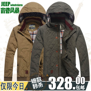  吉普风暴 专柜正品 男式带帽短款棉夹克外套棉服大码Jeep棉衣加厚