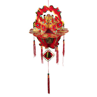  爱新奇大红灯笼 新年元旦元宵节灯笼新年装饰品 鱼跃龙门灯笼一对