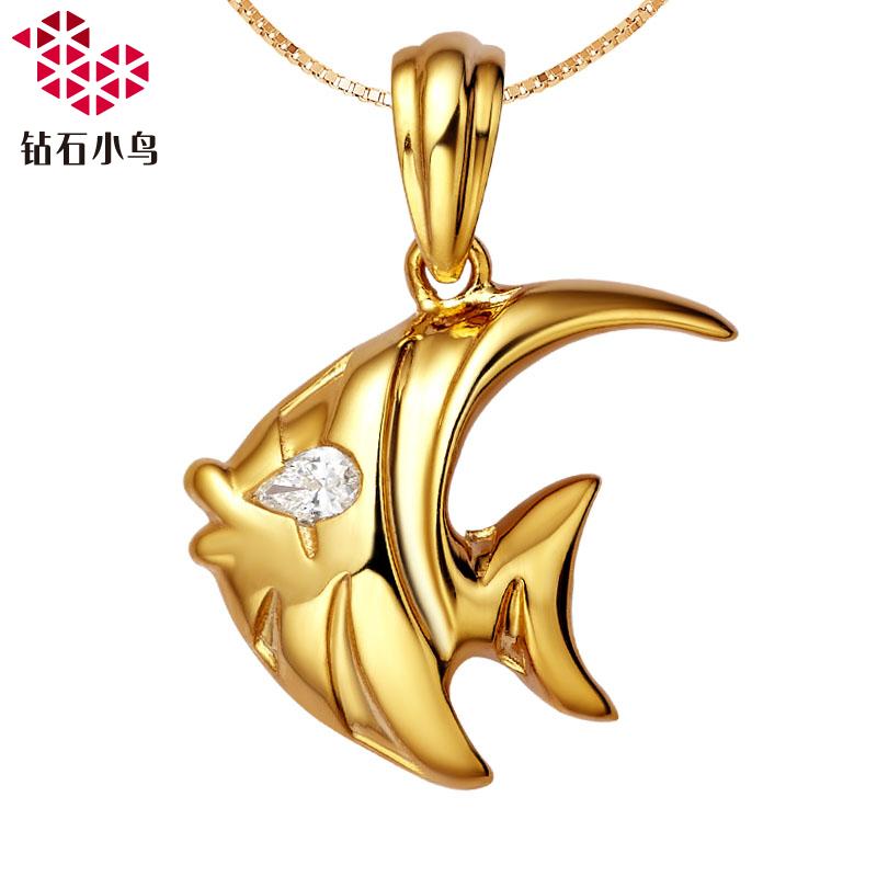 春季新品 【钻石小鸟】18K黄金 钻石吊坠 项坠挂件吊坠-香吻鱼 春季新品 【钻石小鸟】18K黄金 钻石吊坠 项坠挂件吊坠-香吻鱼