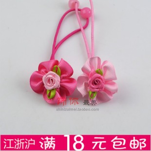  满包邮 韩国儿童饰品 韩版手工缎带花朵发绳头绳发圈头花发饰头饰