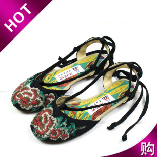  新品包邮 老北京布鞋正品百搭复古民族风绣花鞋女鞋单鞋凉鞋