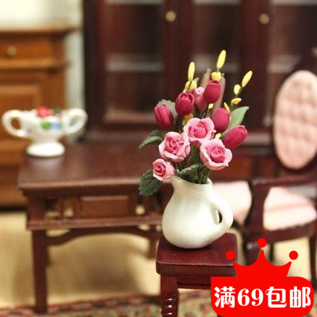 1:12娃娃屋dollhouse迷你植物模型粘土手工花 粉玫瑰白罐插花美丽在类目 玩具/童车/益智/积木/模型, 静态模型, 家居/生活场景中 - 来自Buy2taobao.com提供专业的淘宝代购服务