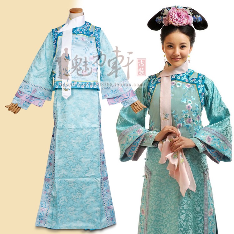 Embroidered ancient costume/court Step by step Surprised modelling ancient costume Qing Manchu Princess wathet ancient costumein the Women's clothing/Boutique , Costume/National costume/Stage costumes , National costume/Costumes category - from Buy2taobao.com to provide professional Taobao agent buy service