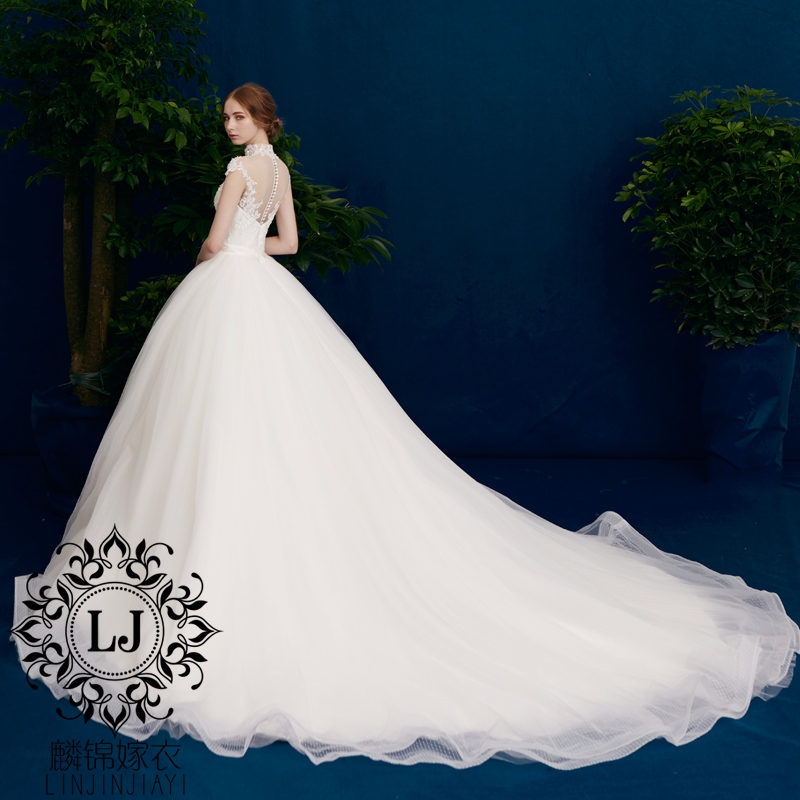 Ya Stand collar High collar Wedding dress bride Long tail white heavy industry Luxurious 2019 New Springin the Women's clothing/Boutique , Wedding/Cheongsam/Formal dress , Wedding category - from Buy2taobao.com to provide professional Taobao agent buy service