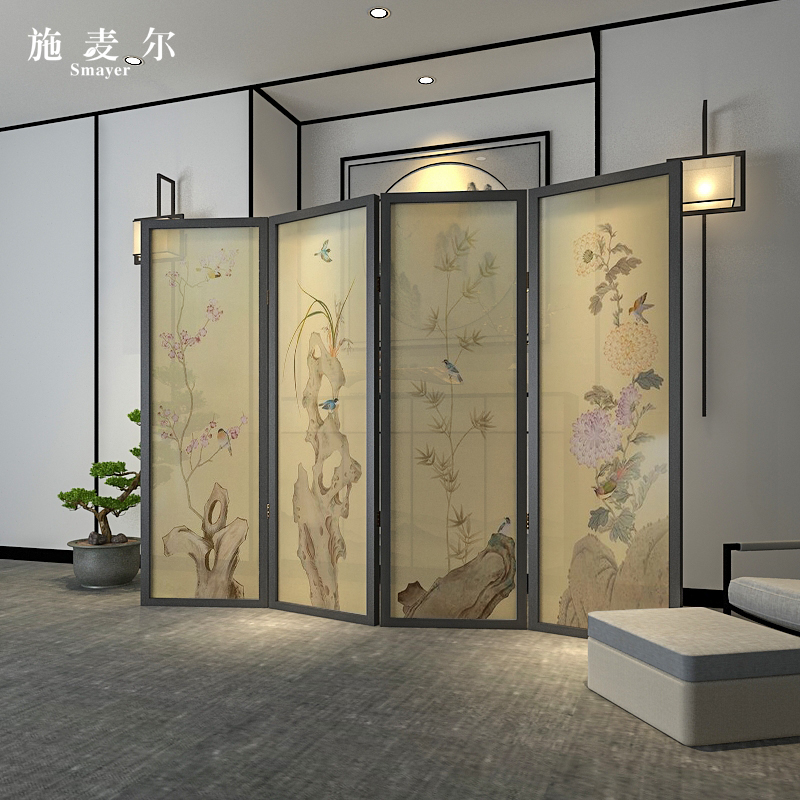 中式实木屏风隔断装饰胡桃木客厅入户玄关会议室移动折叠花鸟折屏|ruв категории жилой мебели, ширма/цветок окно, складные экран - от Buy2taobao.com для оказания профессиональной услуги покупки агента Taobao