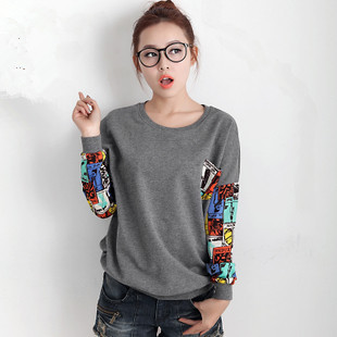 圆领套头花色拼接...