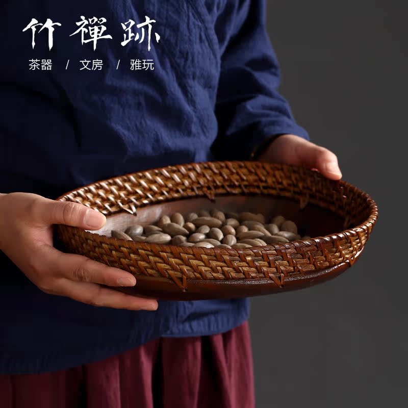 竹禅迹水果盘 客厅家用糖果盘点心甜品干果盘印尼藤编果篮糖果盘|msdalam kategori pinggan mangkuk, pinggan mangkuk, mangkuk buah-buahan/plat buah-buahan/bakul buah-buahan - dari Buy2taobao.com untuk memberikan perkhidmatan ejen Taobao profesional membeli