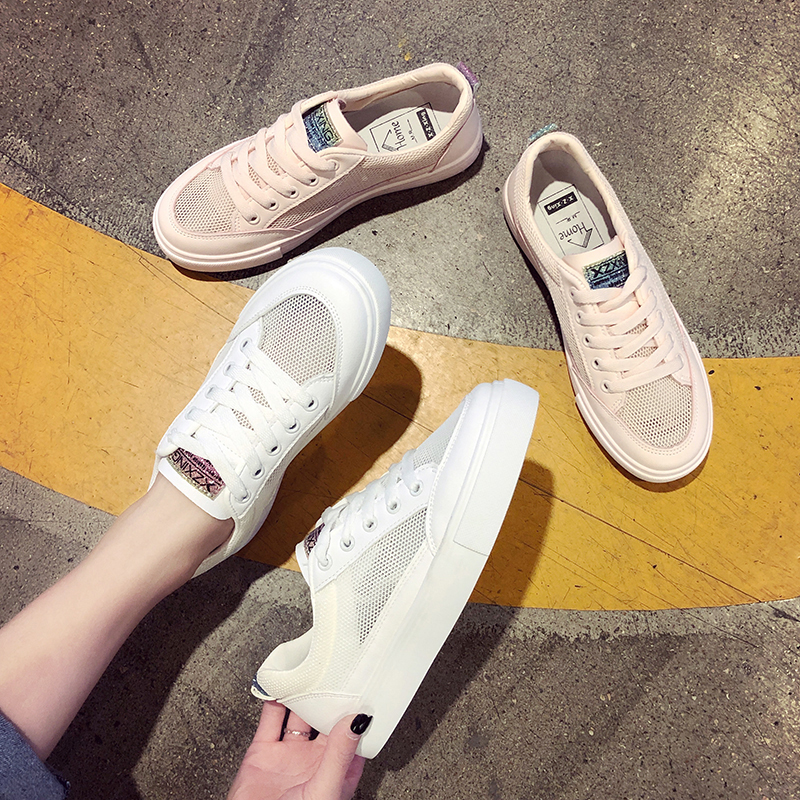 ventilation White shoes Western style summer 2019 new pattern Versatile Flat bottom student Net surface Hollow leisure time skate shoesin the Women's Shoes, High shoes category - from Buy2taobao.com to provide professional Taobao agent buy service