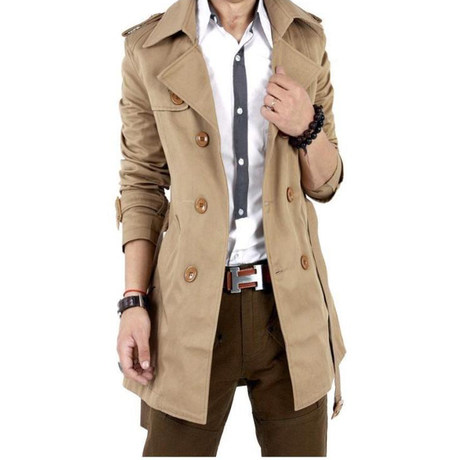 Jiekesi shield spring casual windbreaker men's Korean slim long paragraph men's UK jacket trench coat men's coat