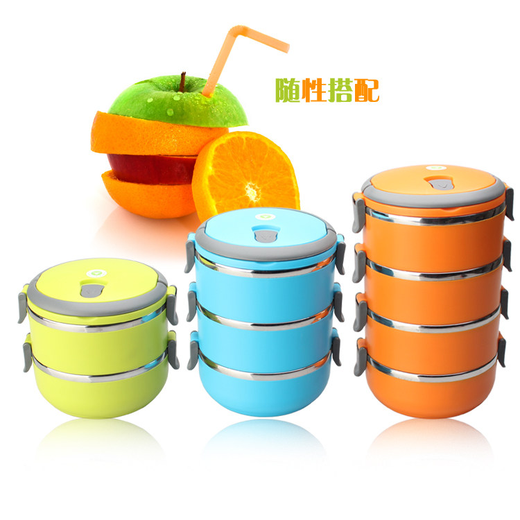 正品不锈钢保温饭盒双层多层保温桶可爱便当盒手提锅密封餐盒包邮
