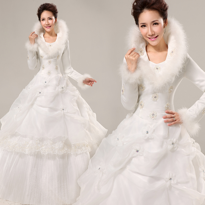 新款2013韩版甜美公主花朵冬季婚纱长袖婚纱冬装婚纱保暖冬款婚纱 新款2013韩版甜美公主花朵冬季婚纱长袖婚纱冬装婚纱保暖冬款婚纱