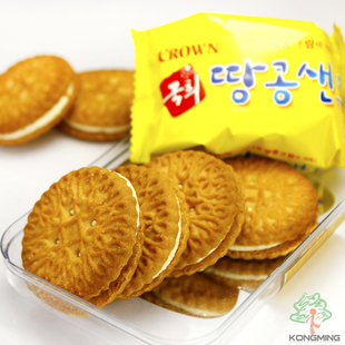  韩国进口食品 CROWN可拉奥花生饼干 香甜花生味 酥脆不油腻 155g