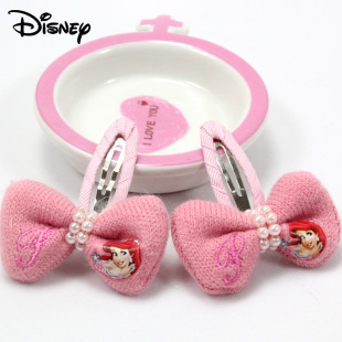  正品迪士尼儿童发夹 宝宝公主毛线夹子 可爱百搭对夹 女童发饰