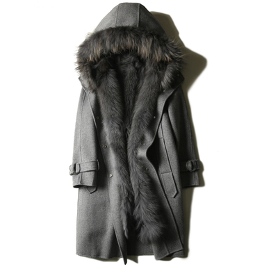 の[A595804] 笑涵阁真爱款四面穿全羊毛+狐狸马甲中长大衣17冬