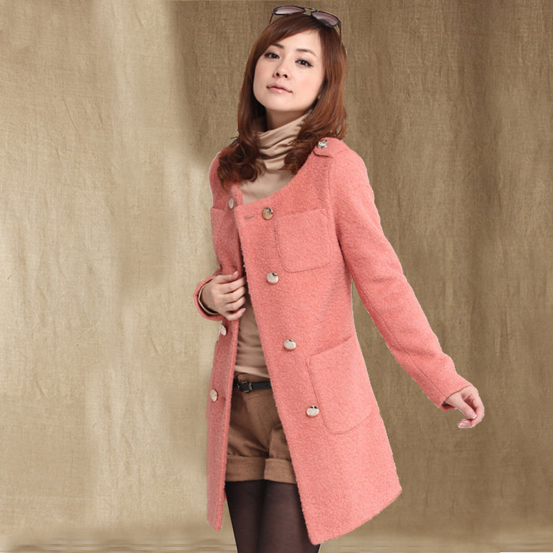 嘉虹霓2012秋冬装韩版<em>女装</em>修身中长款<em>双排扣</em>
