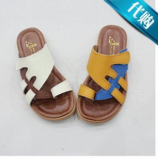  韩国进口童装正品代购夏季新款儿童韩版休闲复古拼接宝宝拖鞋