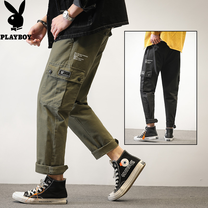 Dandy ins Overalls Chaopai Spring and summer Ninth pants Straight Easy Haren pants leisure time Ankle banded pantsin the Men's clothing, Casual pants category - from Buy2taobao.com to provide professional Taobao agent buy service