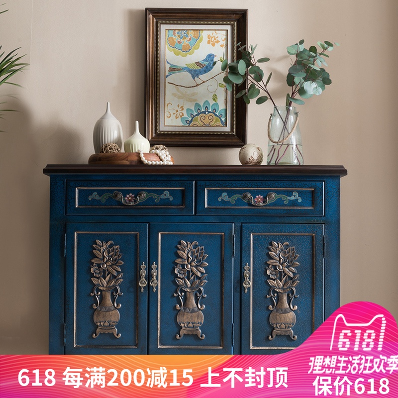 欧式鞋柜实木美式乡村玄关柜玄关台餐边柜复古做旧雕花边柜子包邮在类目 住宅家具, 柜类, 鞋柜中 - 来自Buy2taobao.com提供专业的淘宝代购服务