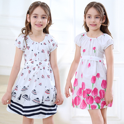 2018夏装新款儿童连衣裙童装女童中大童短袖公主裙装夏季棉裙子