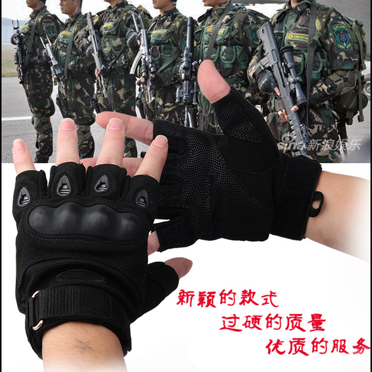 特种兵虎指健身手套摩托车半截手套男士半指 训练搏击军手套