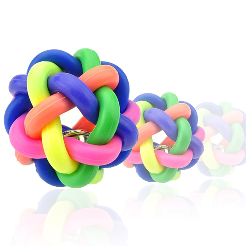 Dog toy pet rubber ball the more colorful, small, bite balls, dog ball bells bounce ball specials