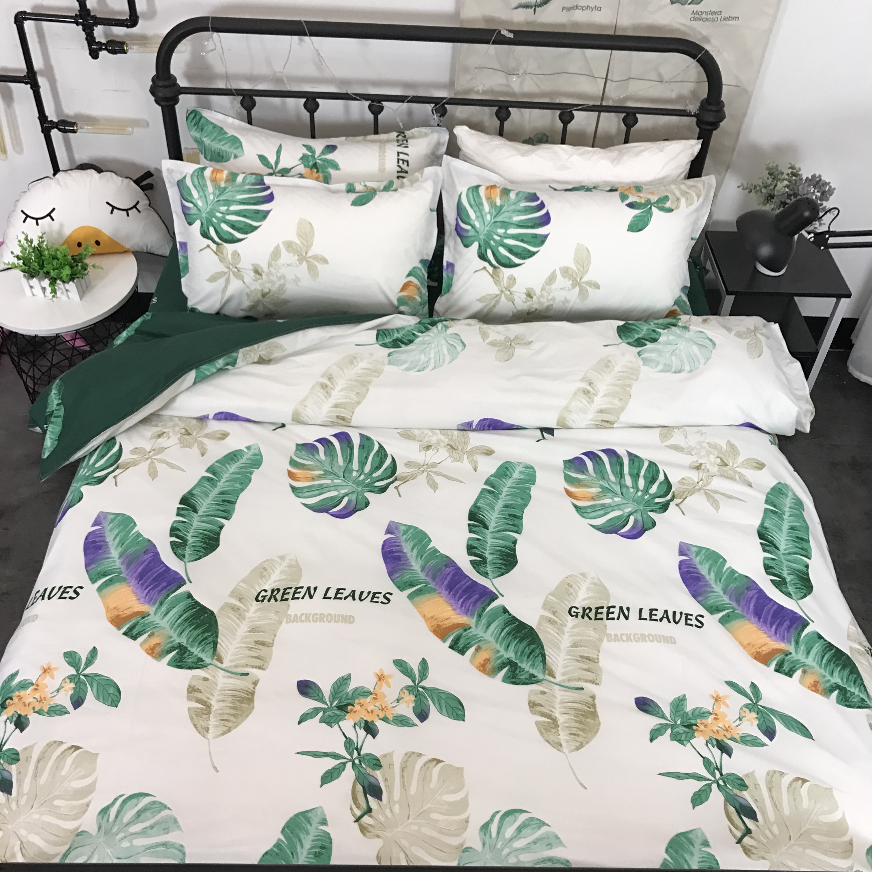 春夏时尚新品芭蕉叶四件套1.8/2.0米被套床单学生宿舍1.2m三件套|msdalam kategori seperai dan bantal, pakej peralatan tempat tidur/Sebuah keluarga empat/Keping kit - dari Buy2taobao.com untuk memberikan perkhidmatan ejen Taobao profesional membeli