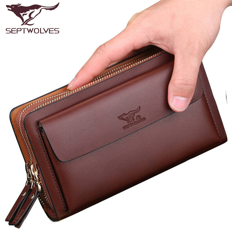 Nameplate Septwolves Handbag man clutch bag Jingdong genuine leather Pure skin Men's bag Hand Envelope Official website Genuine Shopin the Leather/Lady bags/Men's bag, Phone package category - from Buy2taobao.com to provide professional Taobao agent buy service